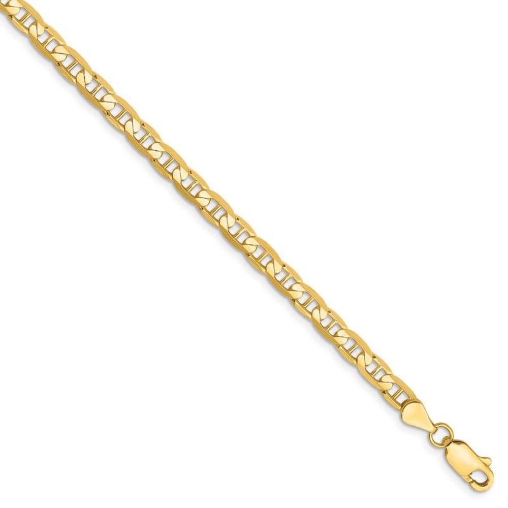 3.75mm, 14K Yellow Gold, Solid Concave Anchor Chain Anklet, 10 Inch